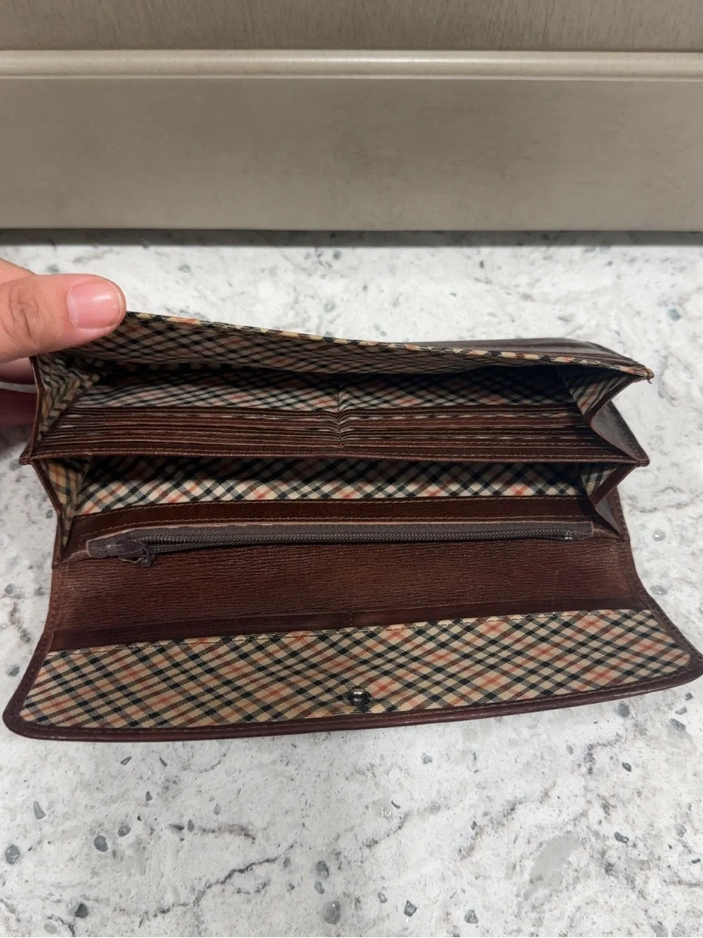 DAKS London Brown Leather Continental Wallet AUTHENTIC